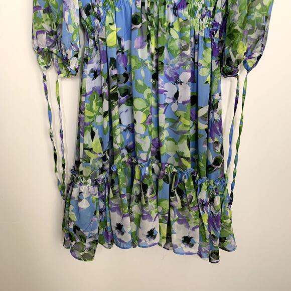 Taylor Floral Chiffon Mini Dress Enchanted Bloom Floral Womens Size 6 - Picture 9 of 14
